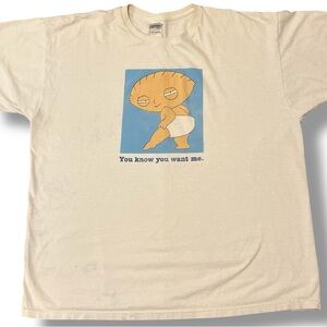 Vintage Family Guy Stewie Shirt Mens 2XL White Cartoon Adult Swim 2005 S/S Y2K